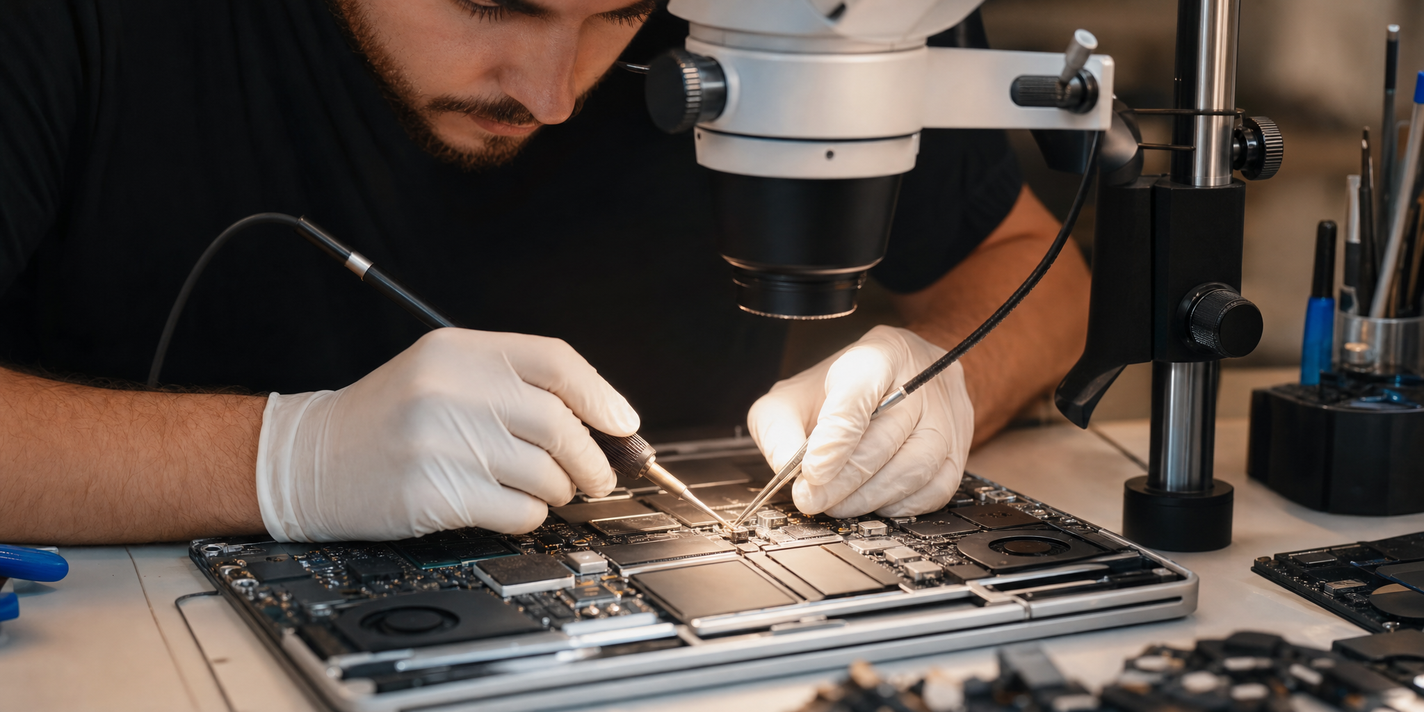 Expertise technique MacBook : Micro-soudure et réparation carte mère Lille - Mobile House