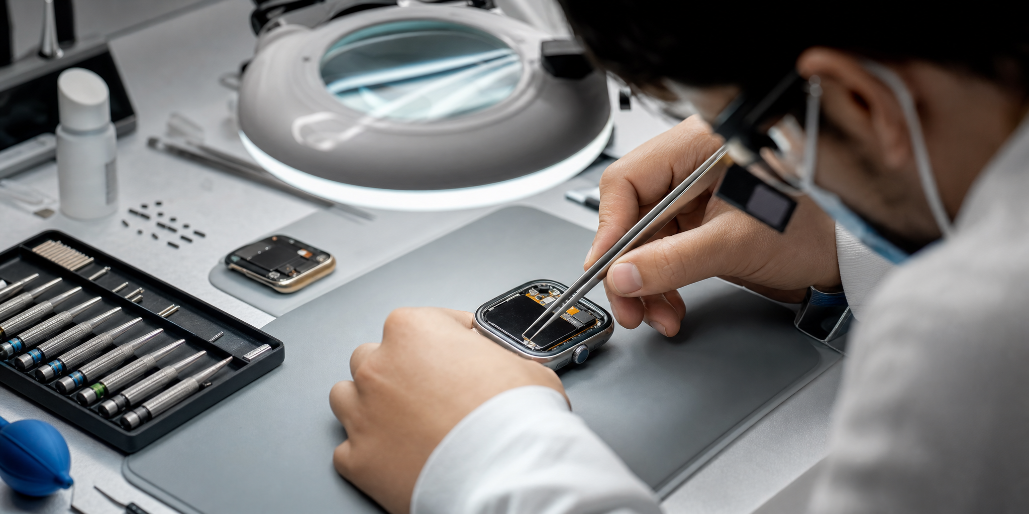 Réparation expert Apple Watch : Écran cassé, remplacement de batterie, problème de charge et oxydation sur toutes séries