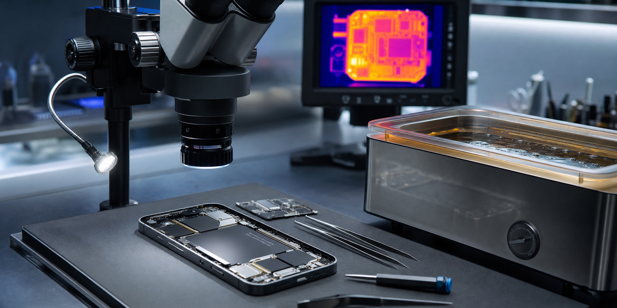 Réparation désoxydation sur iPhone 16 Pro : Sauver un smartphone tombé dans l'eau