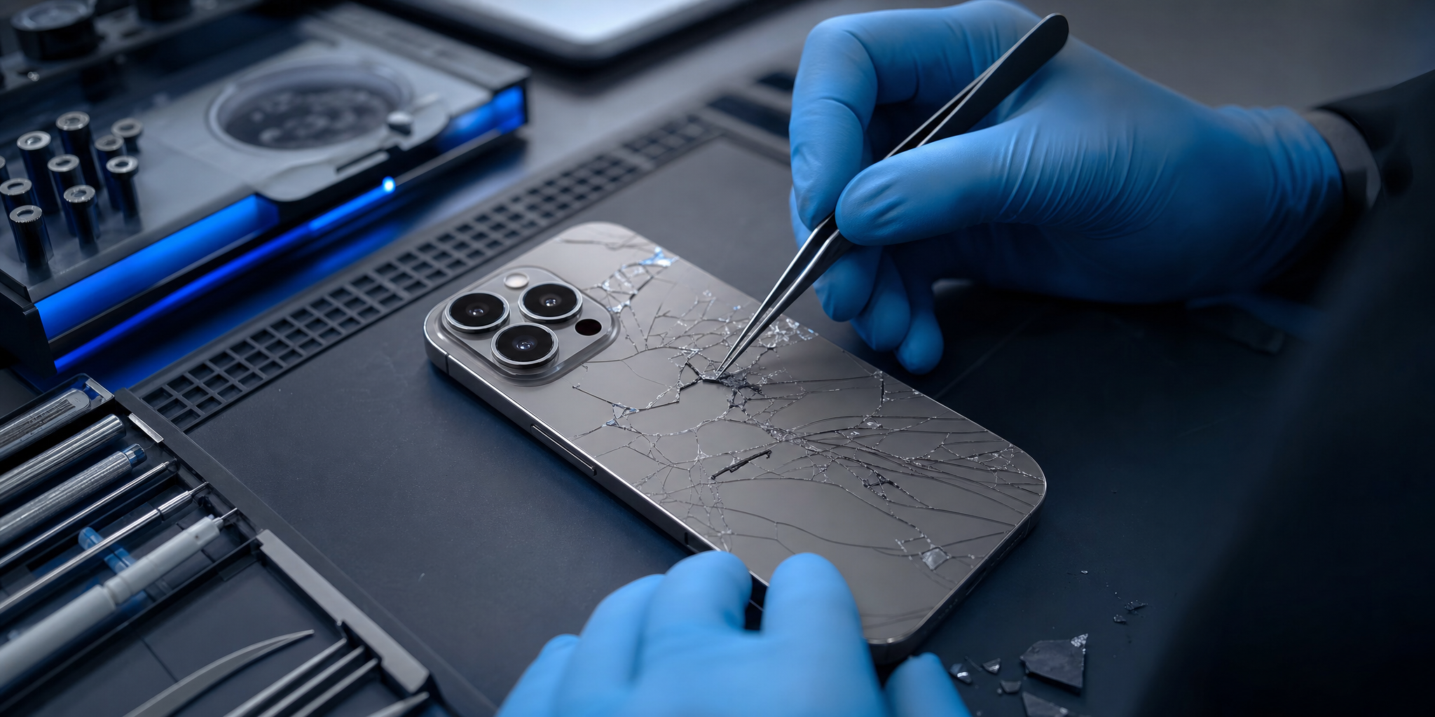 Réparation et changement de vitre arrière sur iPhone 16 Pro à Tourcoing