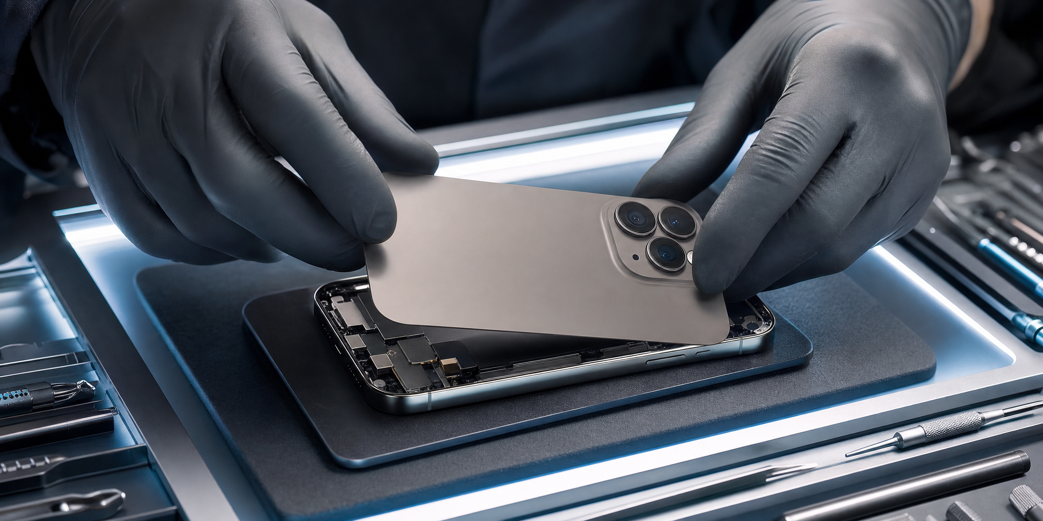 Réparation et remplacement de vitre arrière iPhone 16 Pro : L'expertise Mobile House à Roubaix