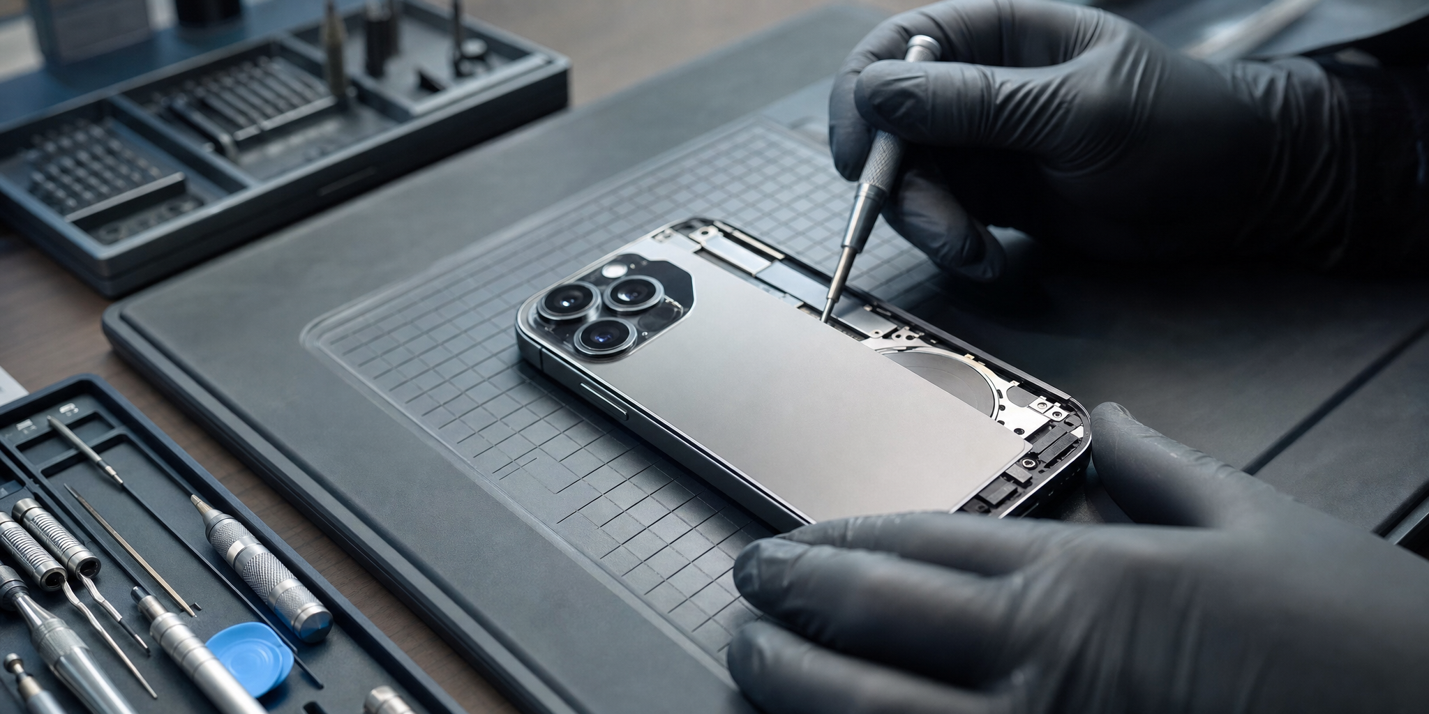 Réparation et changement de vitre arrière sur iPhone 15 Pro à Lambersart